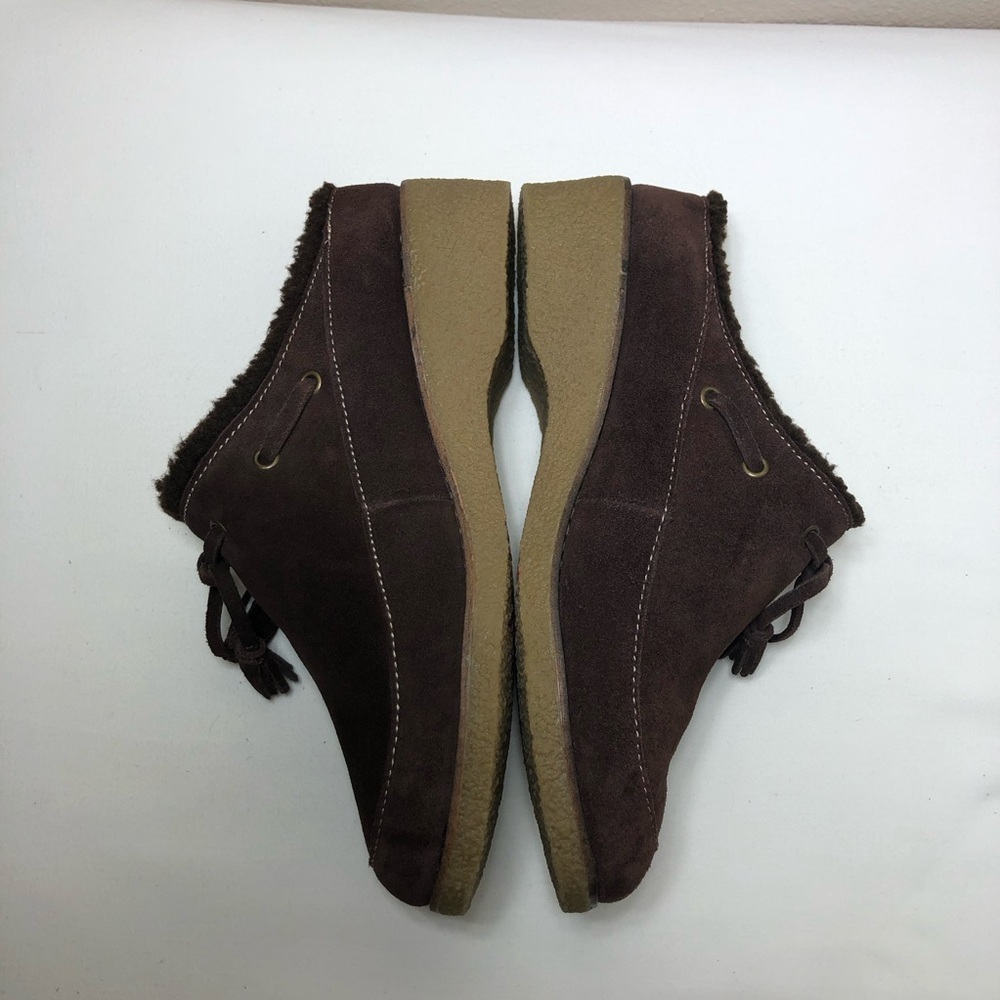 Lands' End Women's Leather Chalet Tassel Fur Lining Brown Mules Clogs 8B‎ - Picture 4 of 14
